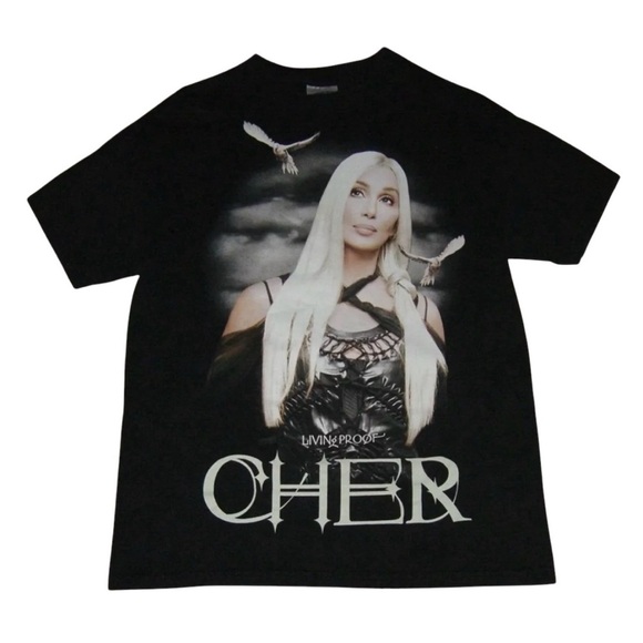 Vintage Cher Tee y2k Living Proof Tour 2003 Black Noughties alt Gothic Goth 00's - Picture 6 of 11